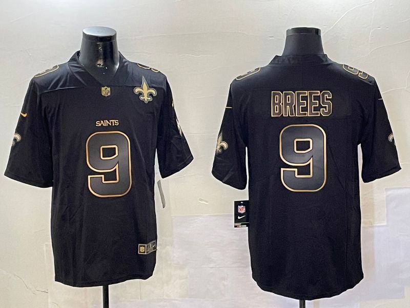 Men New Orleans Saints #9 Brees Black Gold 2024 Nike Limited NFL Jersey style 01083